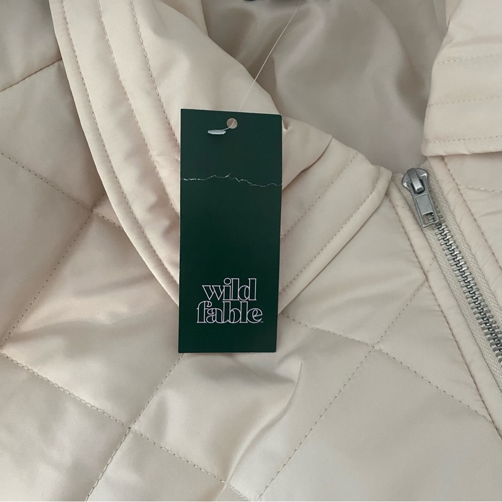 Women's Plus Size Nylon Quilted Bomber Jacket - Wild Fable Off-White Size 1X - Picture 11 of 11